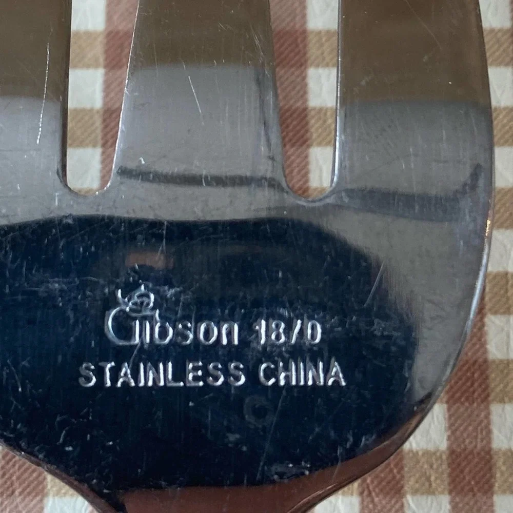 2 GIBSON 18/0 STAINLESS Silverware Steak/ Meat Serving‎ Fork